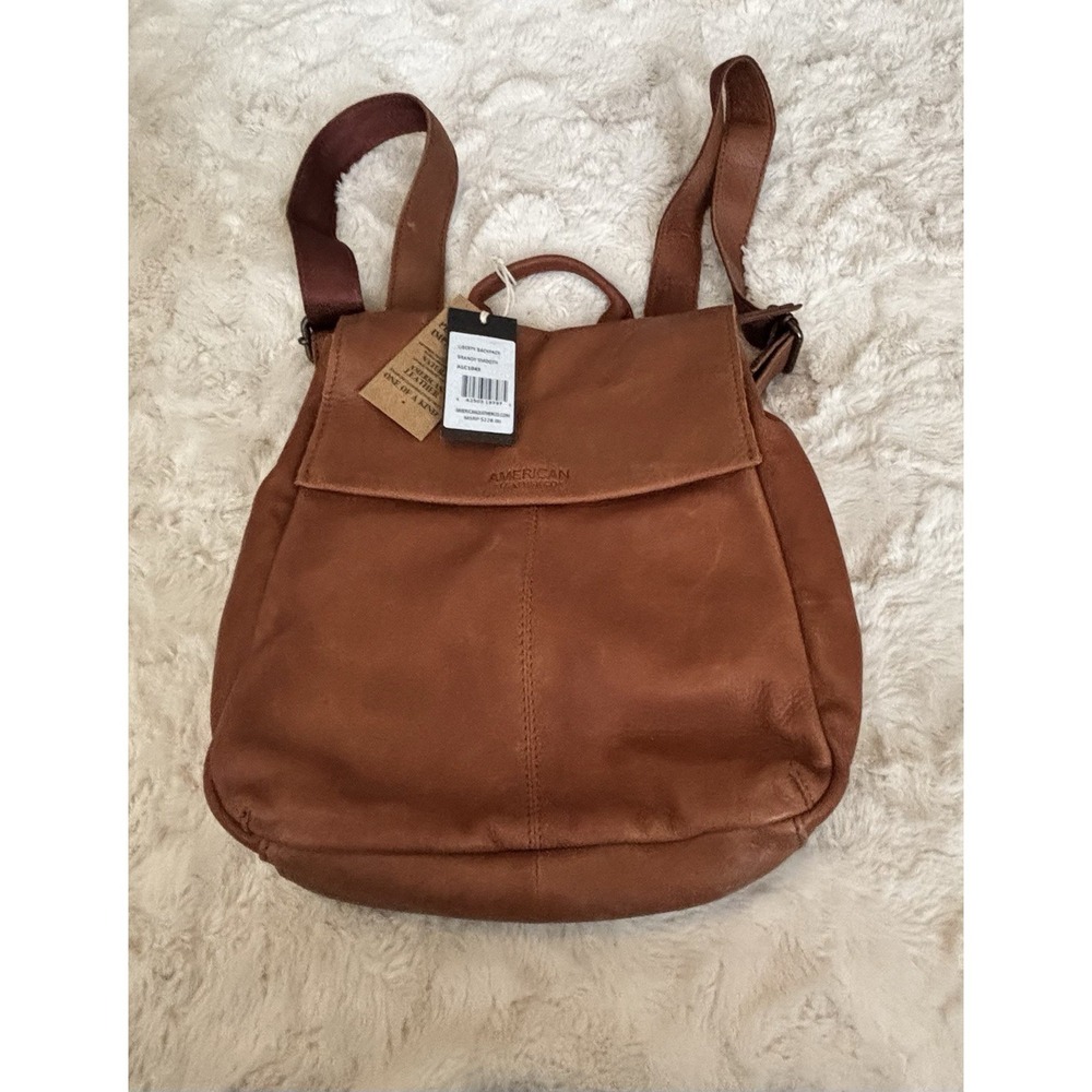 AMERICAN LEATHER Liberty Backpack In Brandy Smooth MSRP $228.00 NWT